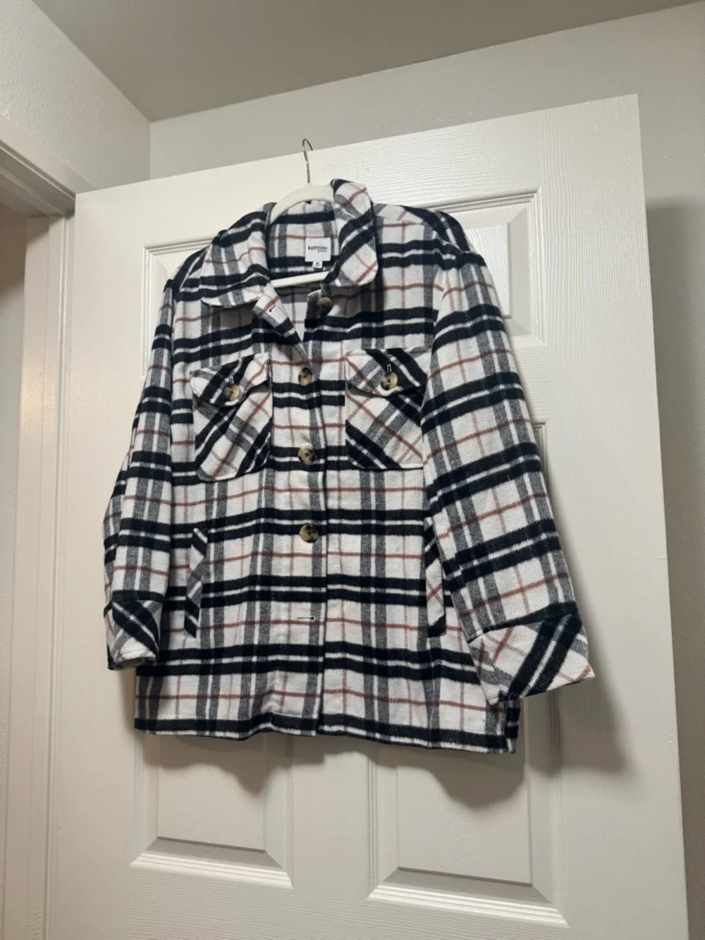 Kensie Flannel Plaid Shacket - Picture 2 of 9